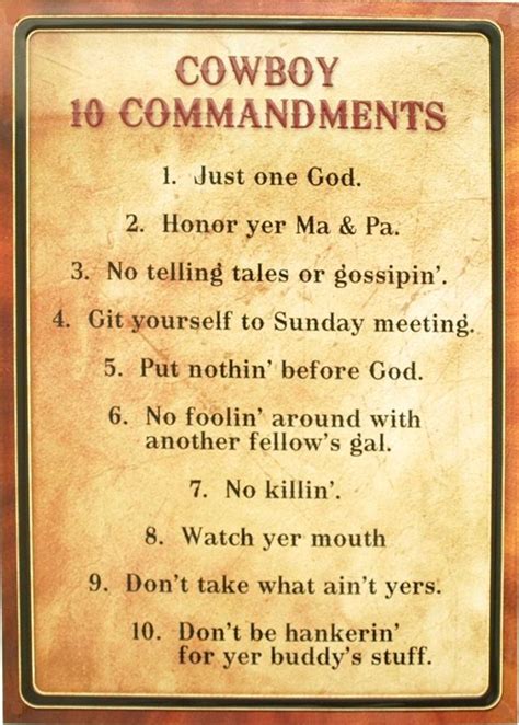 Cowboy Ten Commandments Printable